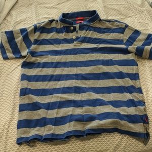 Slim fit striped blue gray polo shirt